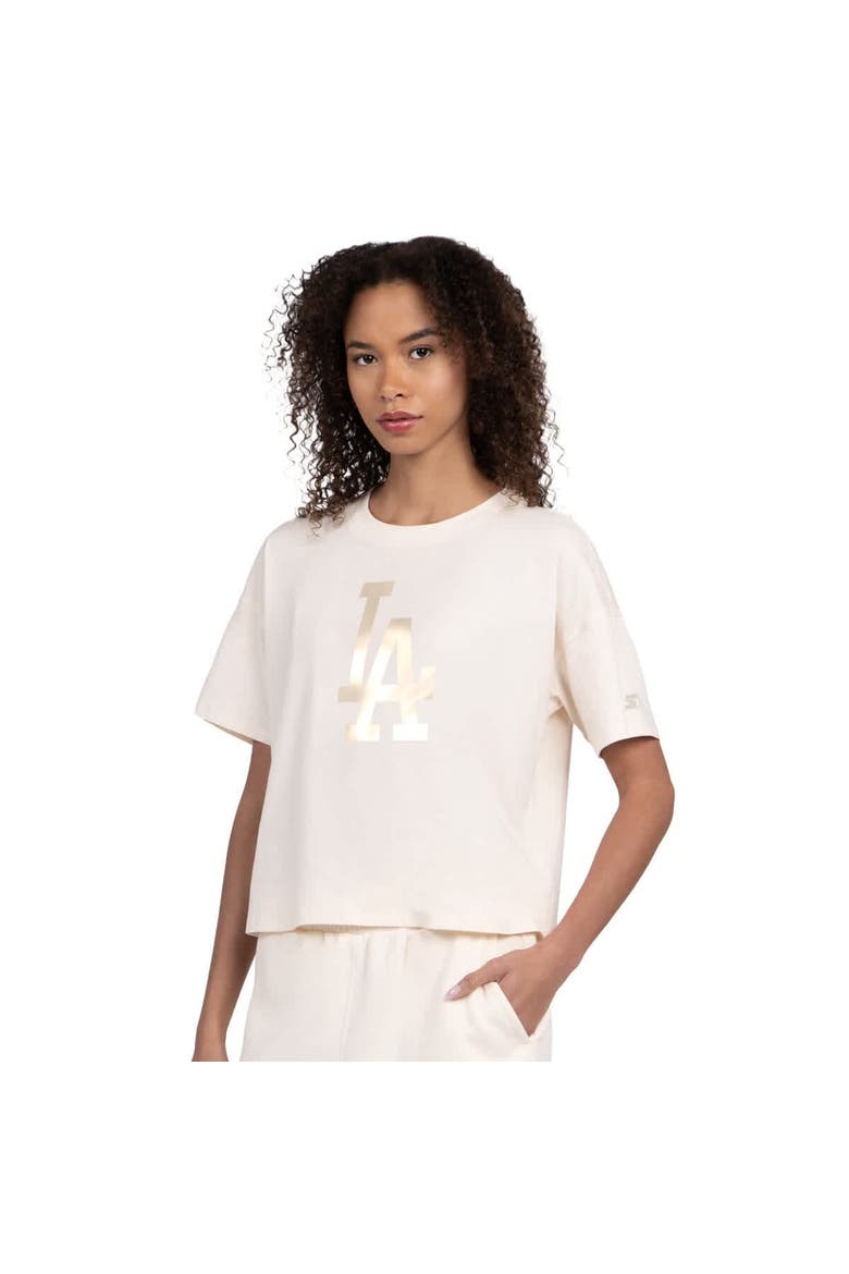 Women's Starter Cream Los Angeles Dodgers Pastels Boxy Cropped T-Shirt, Main, color, Cream