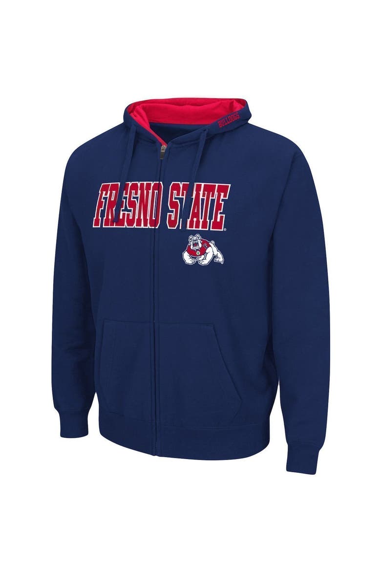 Men's Colosseum Navy Fresno State Bulldogs Arch & Logo 3.0 Full-Zip Hoodie, Alternate, color, Navy