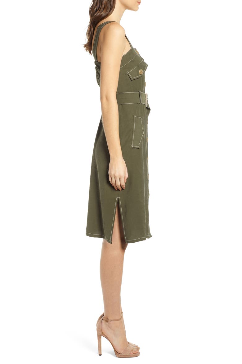 Chriselle Lim Sandrine Safari Dress, Alternate, color, JUNIPER OLIVE