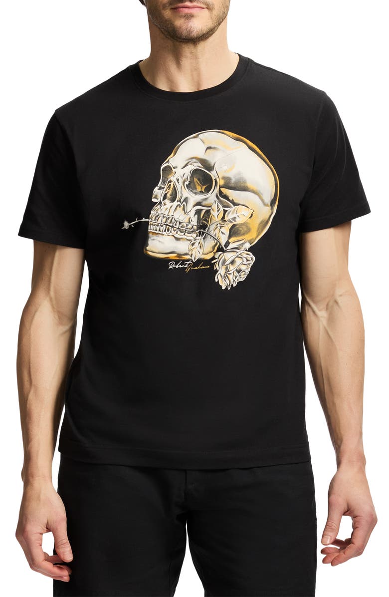 Robert Graham Chrome Skull Knit Graphic T-Shirt, Main, color, 