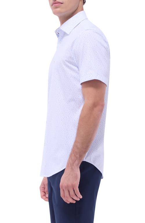 Bugatchi Miles Ooohcotton® Cactus Print Short Sleeve Button-up Shirt In White