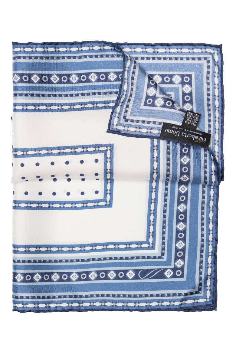 Pois - Silk Pocket Square for Men, Alternate, color, Blue