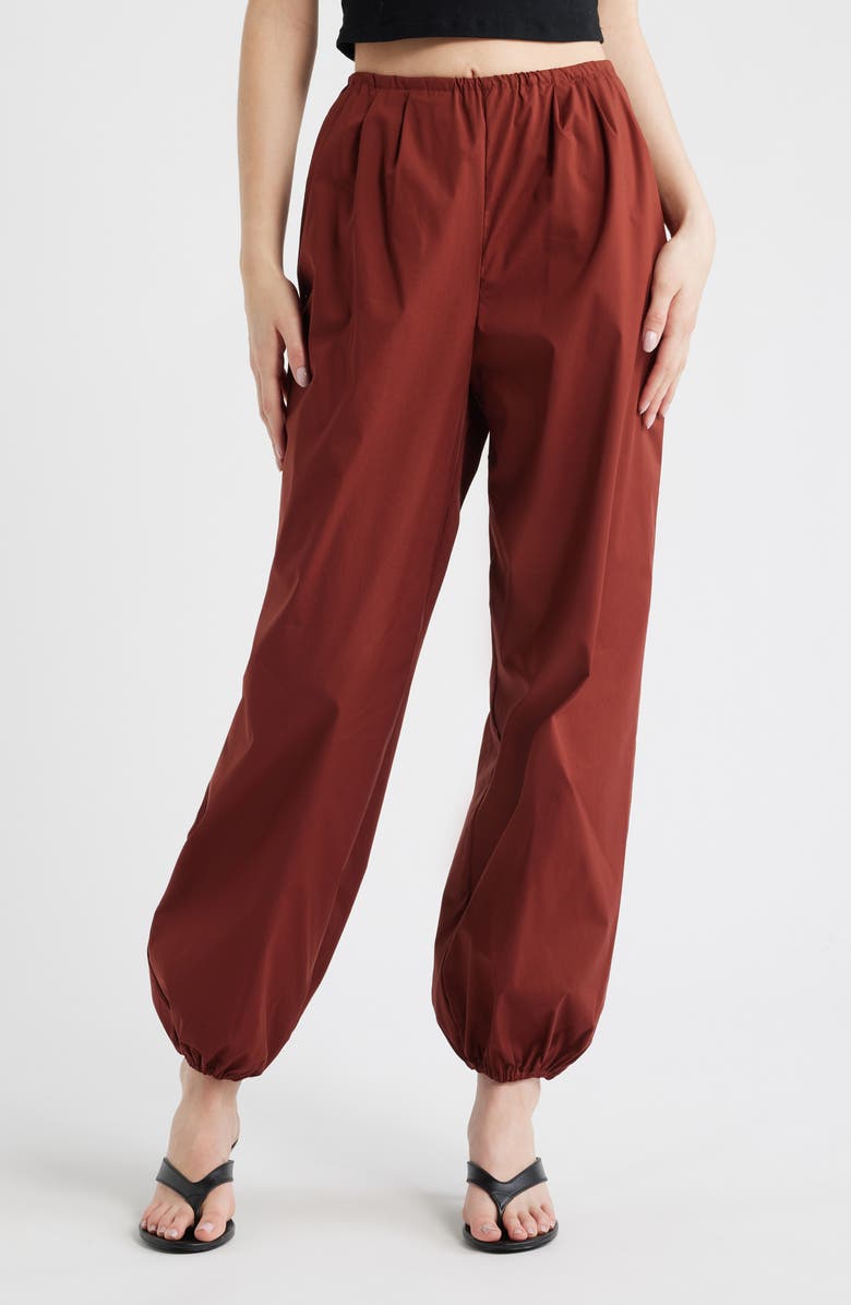 MANGO Stretch Cotton Joggers, Main, color, Burnt Orange