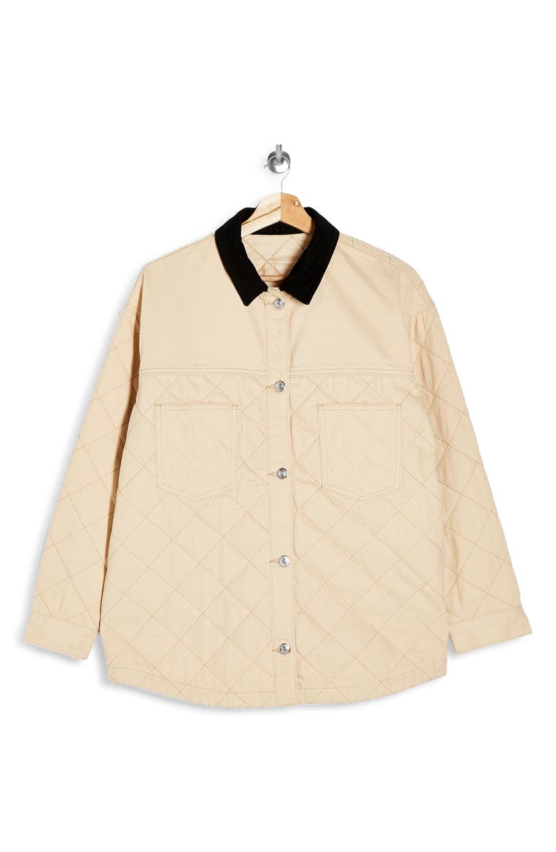 Topshop Quilted Denim Jacket, Alternate, color, 