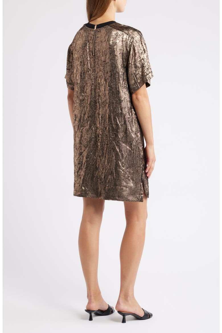 Foil Print T-Shirt Dress, Alternate, color, CHAMPAGNE