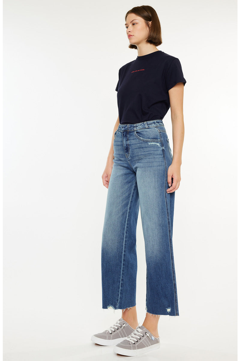 Shelly High Rise Cropped Wide Leg Jeans, Alternate, color, Medium Wash