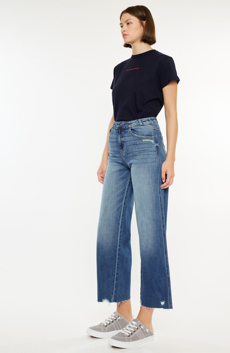 KanCan Shelly High Rise Cropped Wide Leg Jeans, Alternate, color, Medium Wash