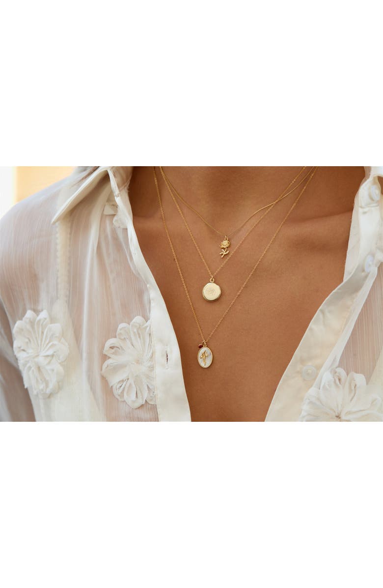 Set & Stones Ruby Birth Flower Necklace, Alternate, color, Gold / July