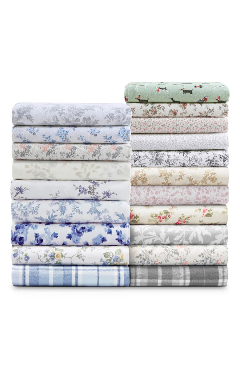 Laura Ashley Vanessa Cotton Flannel Sheet Set, Alternate, color, Light Pastel Grey