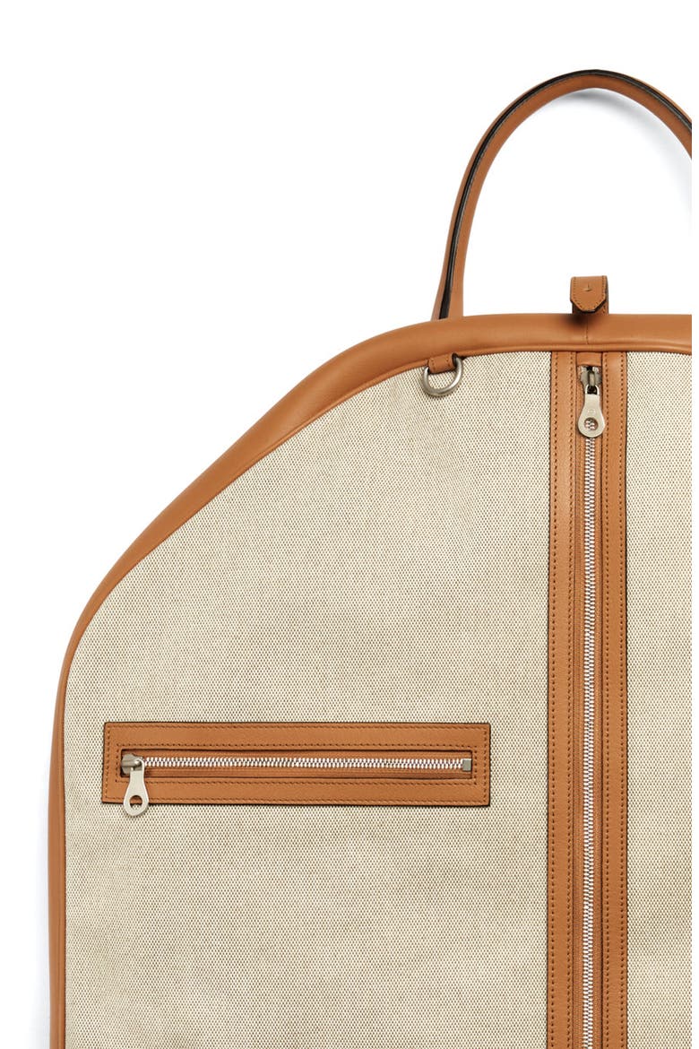 Canvas Garment Bag with Leather Trim, Alternate, color, Walnut