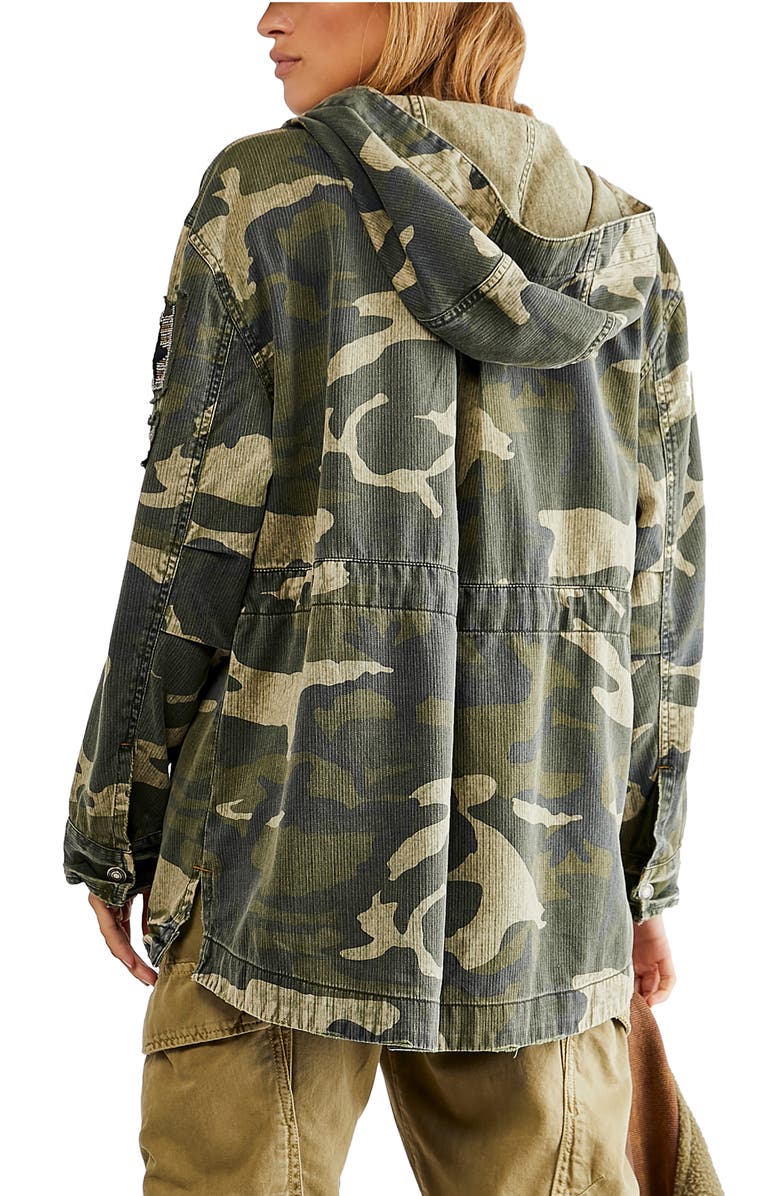 Free People Ember Military Cotton Pullover, Alternate, color, Olive Combo