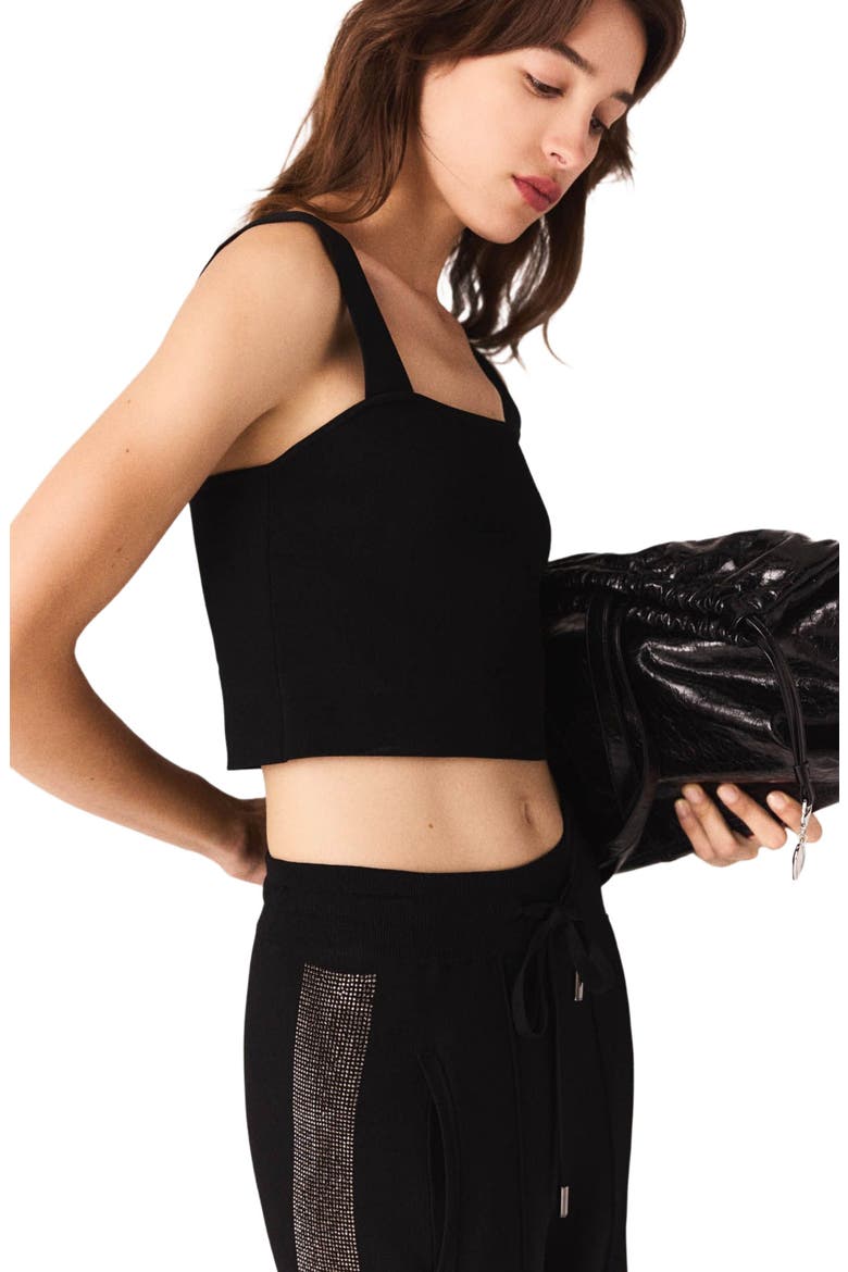Knitted crop top with straps, Alternate, color, Black