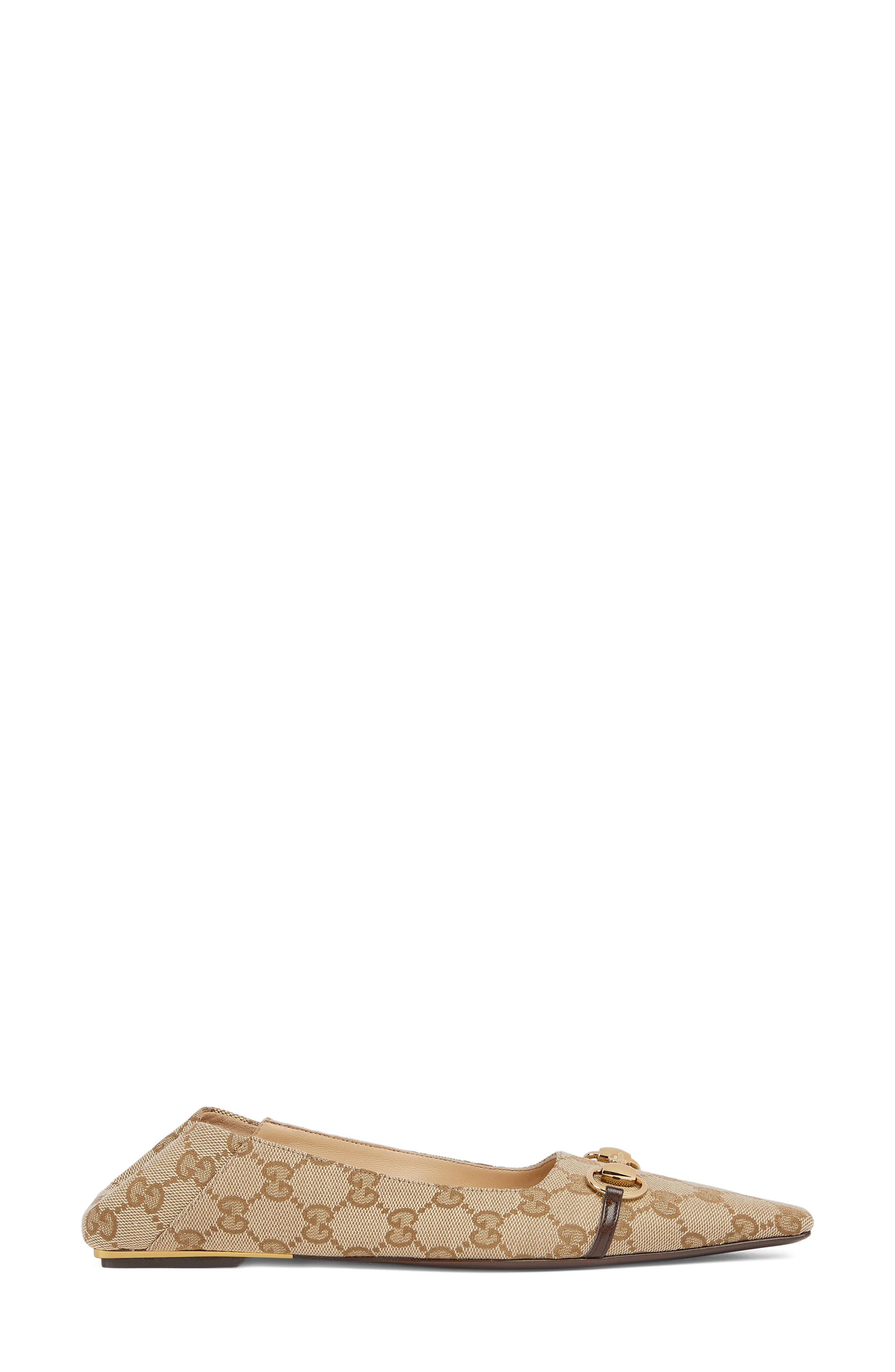 Gucci Vittoria Horsebit GG Canvas Convertible Flat, Alternate, color, Vintage Sand/ Dark Brown