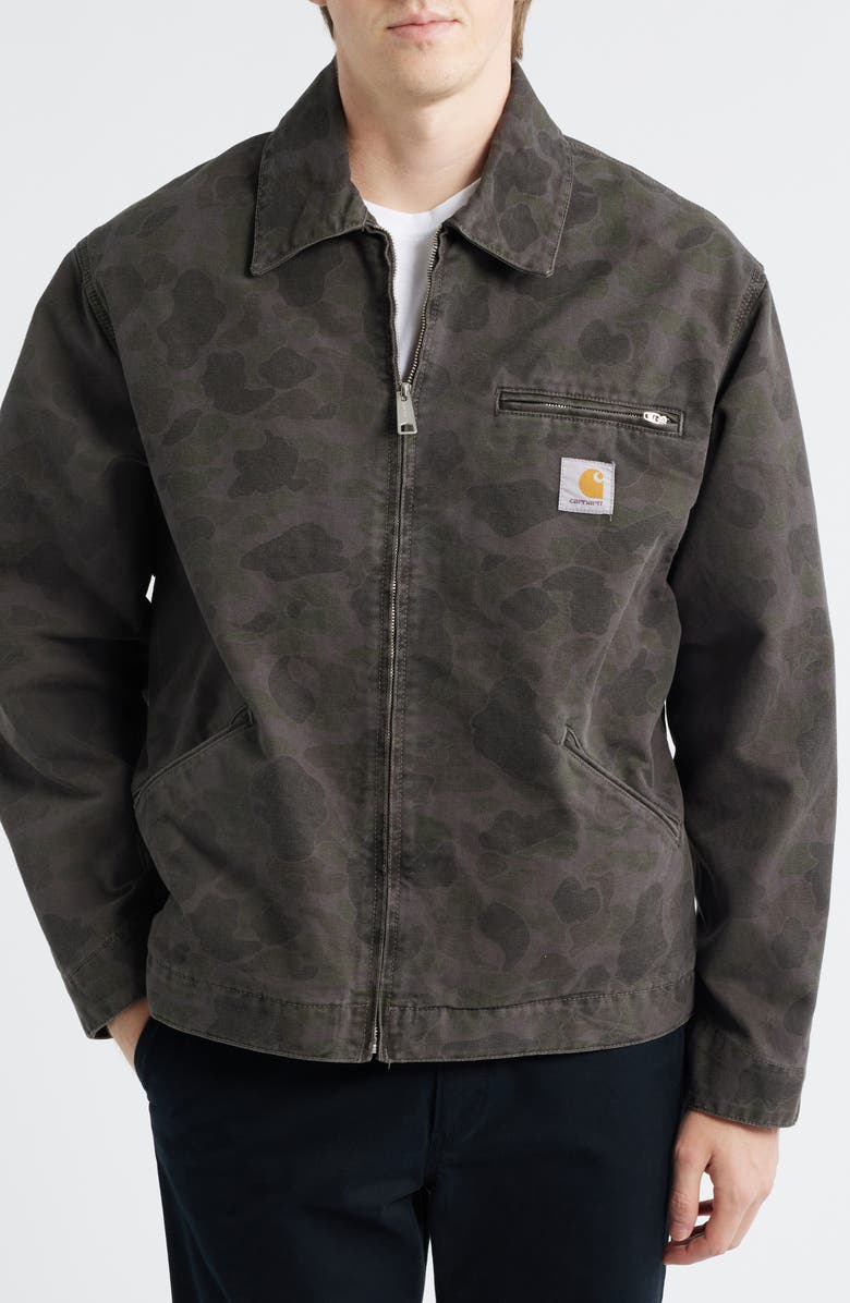 Carhartt Work In Progress Duck Detroit Camo Organic Cotton Canvas Zip Jacket, Alternate, color, Camo Duck