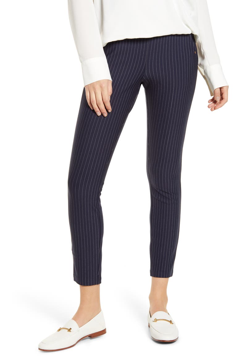 Pinstripe Ponte Skimmer Leggings, Main, color, NAVY