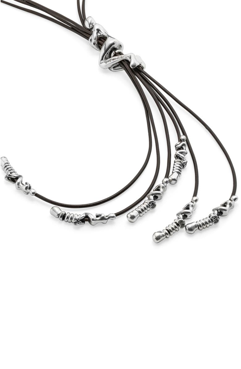 UNODE50 Sterling silver-plated leather necklace, Alternate, color, Silver