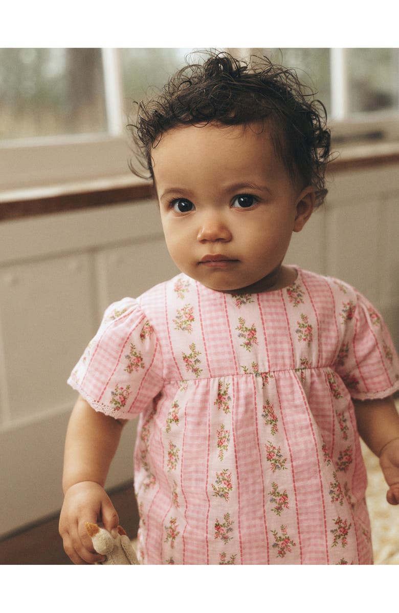 Mini Boden Woven Bloomer Play Set, Alternate, color, Pink Gingham Floral