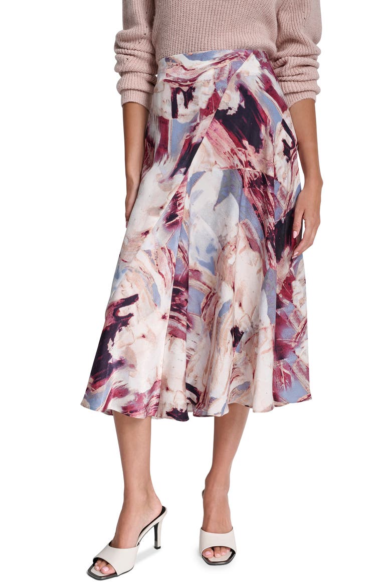 Abstract Print Satin Skirt, Main, color, URBAN SANDSTORM