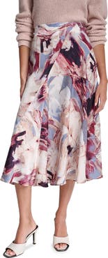 DKNY Abstract Print Satin Skirt