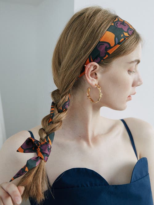 Lost Pattern Nyc "lost Cherries" Silk Skinny Scarf In Multi