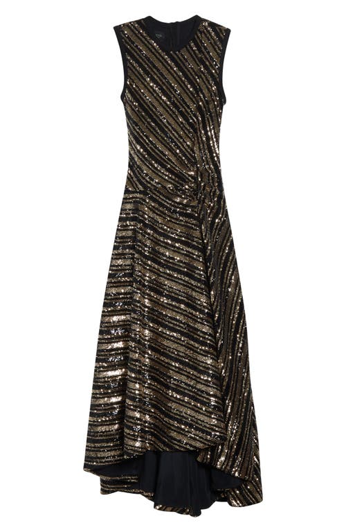 Giambattista Valli Sequin Stripe Asymmetric Midi Dress In Multi
