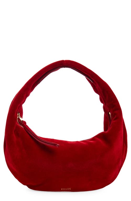 Khaite Mini Olivia Suede Hobo Bag in Ruby at Nordstrom