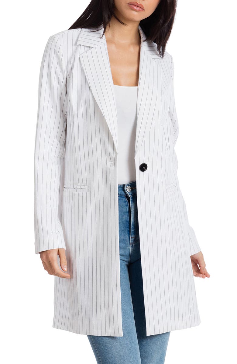 Avec Les Filles Pinstripe Longline Blazer, Main, color, 