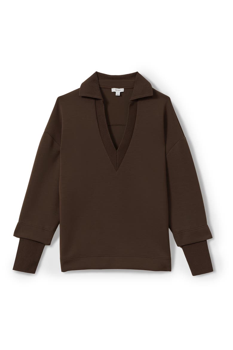 Bernie Johnny Collar Sweatshirt, Alternate, color, CHOCOLATE