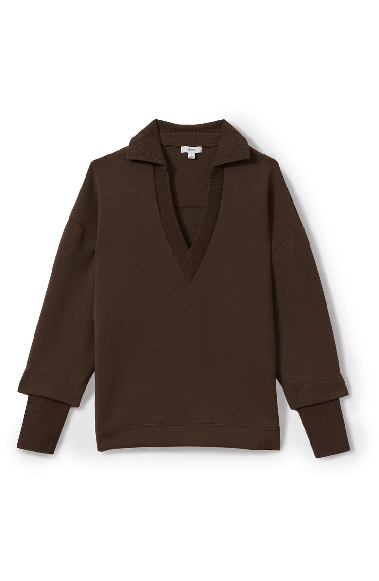 Reiss Bernie Johnny Collar Sweatshirt, Alternate, color, Chocolate