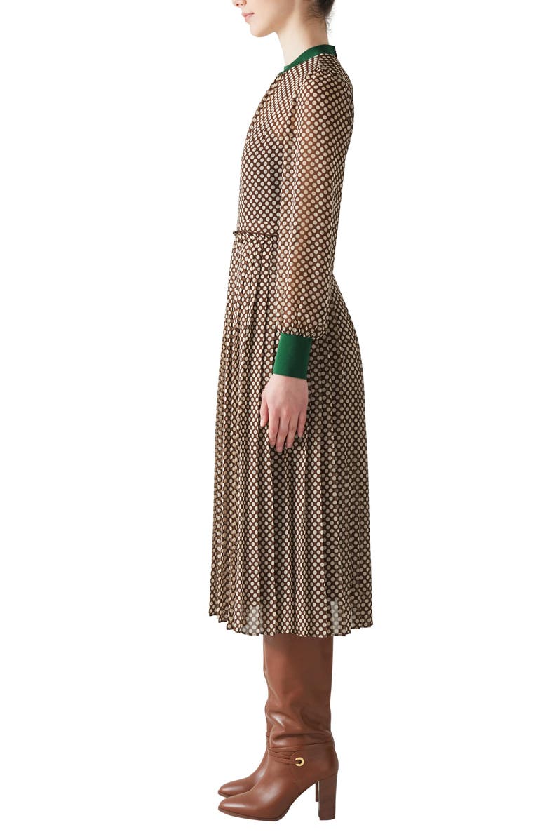 LK Bennett Marianne Pleated Long Sleeve Midi Dress, Alternate, color,