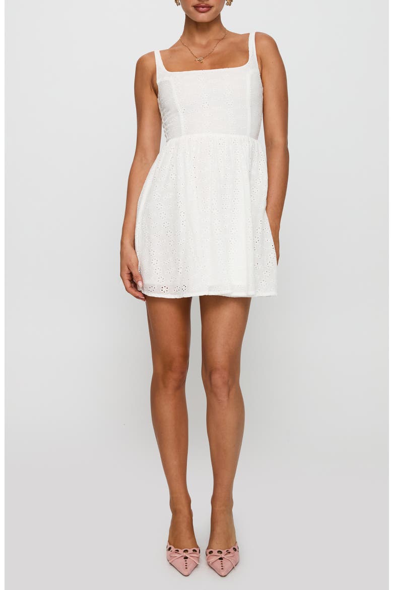 Cartmel Embroidered Eyelet Cotton Minidress, Main, color, WHITE
