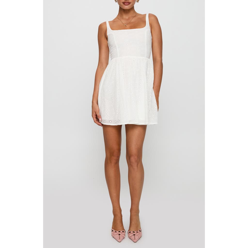Princess Polly Cartmel Embroidered Eyelet Cotton Minidress In White