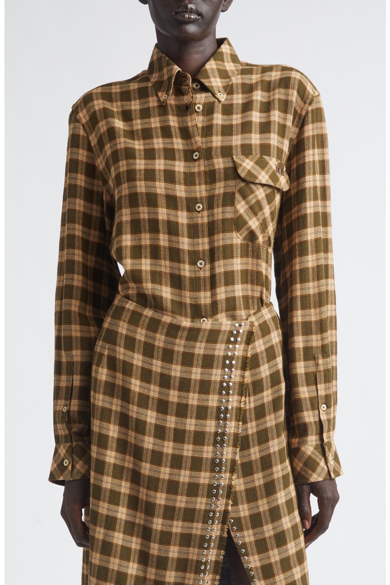 Ritual Plaid Button-Down Shirt, Main, color, JADE/ OCRE/ OYSTER