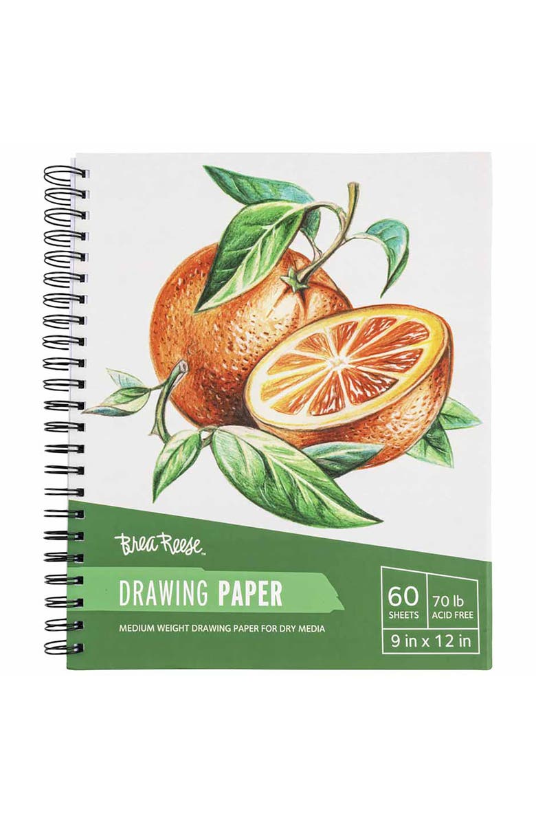 Brea Reese Drawing Paper Pad Spiralbound 60 Sheets 9X12" 70 Lb, Main, color, Multicolored
