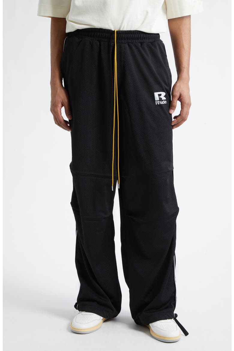 Piped Parachute Track Pants, Main, color, BLACK / WHITE