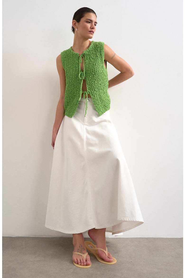 Denim Maxi Skirt, Alternate, color, WHITE