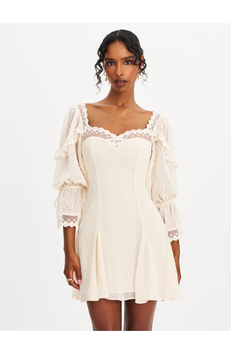 Miss Circle Zakira Lace Trim Half Sleeve Mini Dress, Alternate, color, 