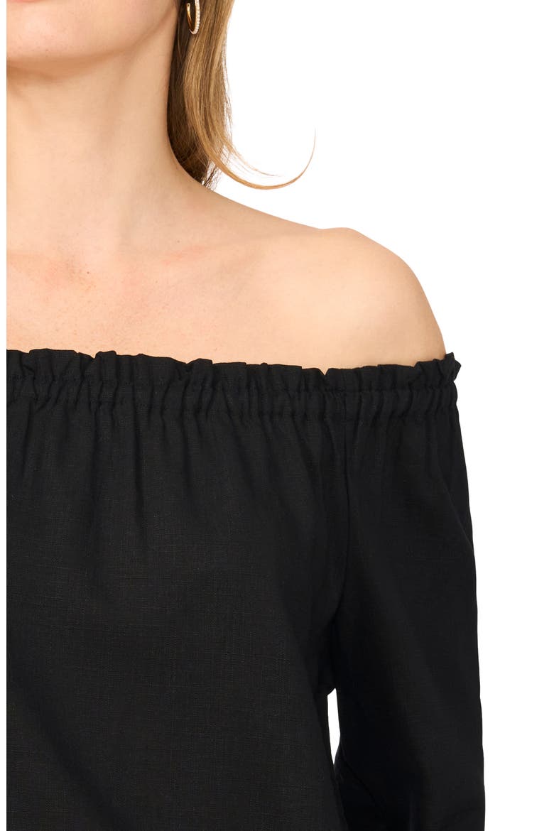 Off the Shoulder Puff Sleeve Top, Alternate, color, RICH BLACK