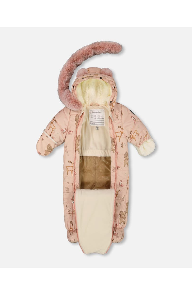 Deux par Deux Baby Girl One-Piece Layette Snowsuit Designed for Car Seat Animal, Main, color, Pink
