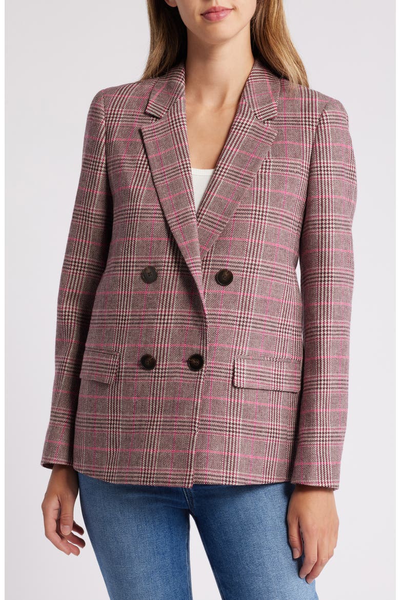 Tori Plaid Double Breasted Blazer, Alternate, color, PURPLE