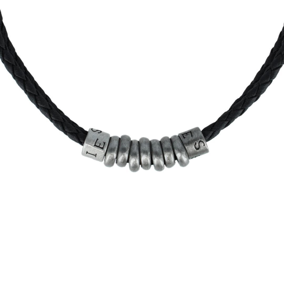 Trafalgar DaVinci Vegan Leather Metal Bead and Ring Necklace (Men ...