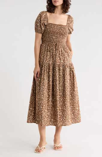 Floral Smocked Midi Dress