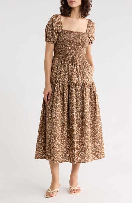 Floral Smocked Midi Dress