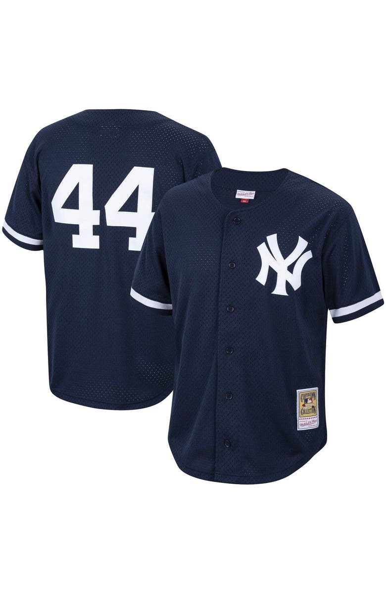 Mitchell & Ness Men's Mitchell & Ness Reggie Jackson Navy New York Yankees Cooperstown Collection Mesh Batting Practice Button-Up Jersey, Main, color, Navy