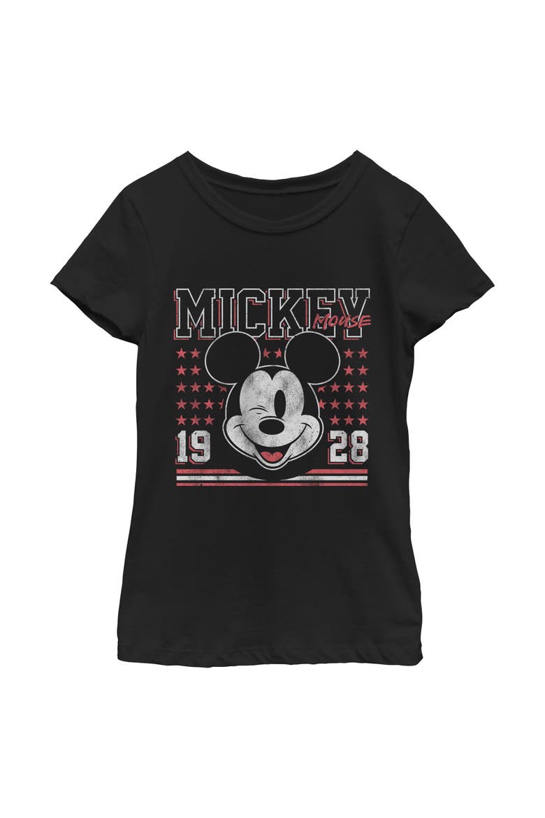 Girl's Mickey & Friends Retro 1928 Wink Face  Graphic T-Shirt, Main, color, Black