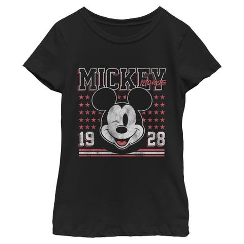 Girl's Mickey & Friends Retro 1928 Wink Face  Graphic T-Shirt