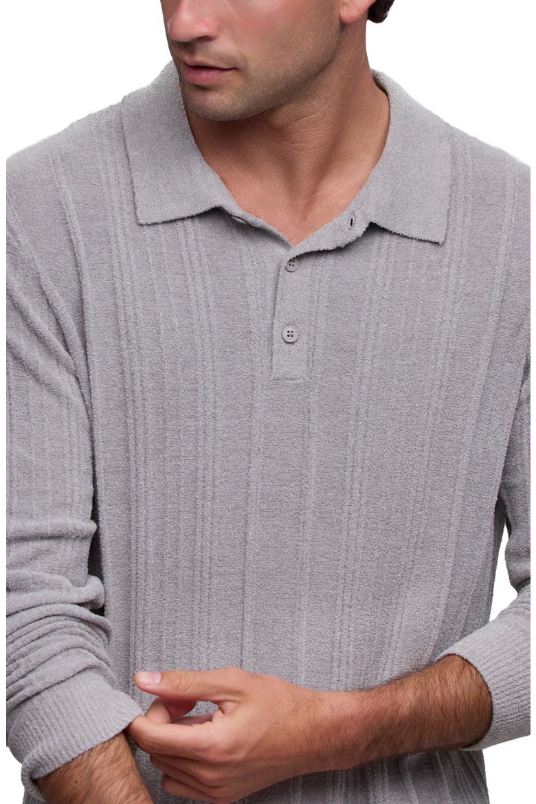 CozyChic Ultra Lite® Long Sleeve Rib Polo, Alternate, color, PEWTER
