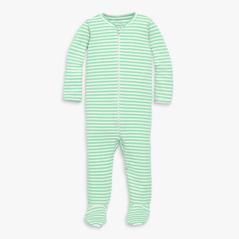 Baby Organic Zip Footie In Stripe