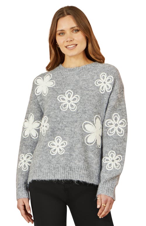 Yumi Crochet Flower Knit Sweater In Brown