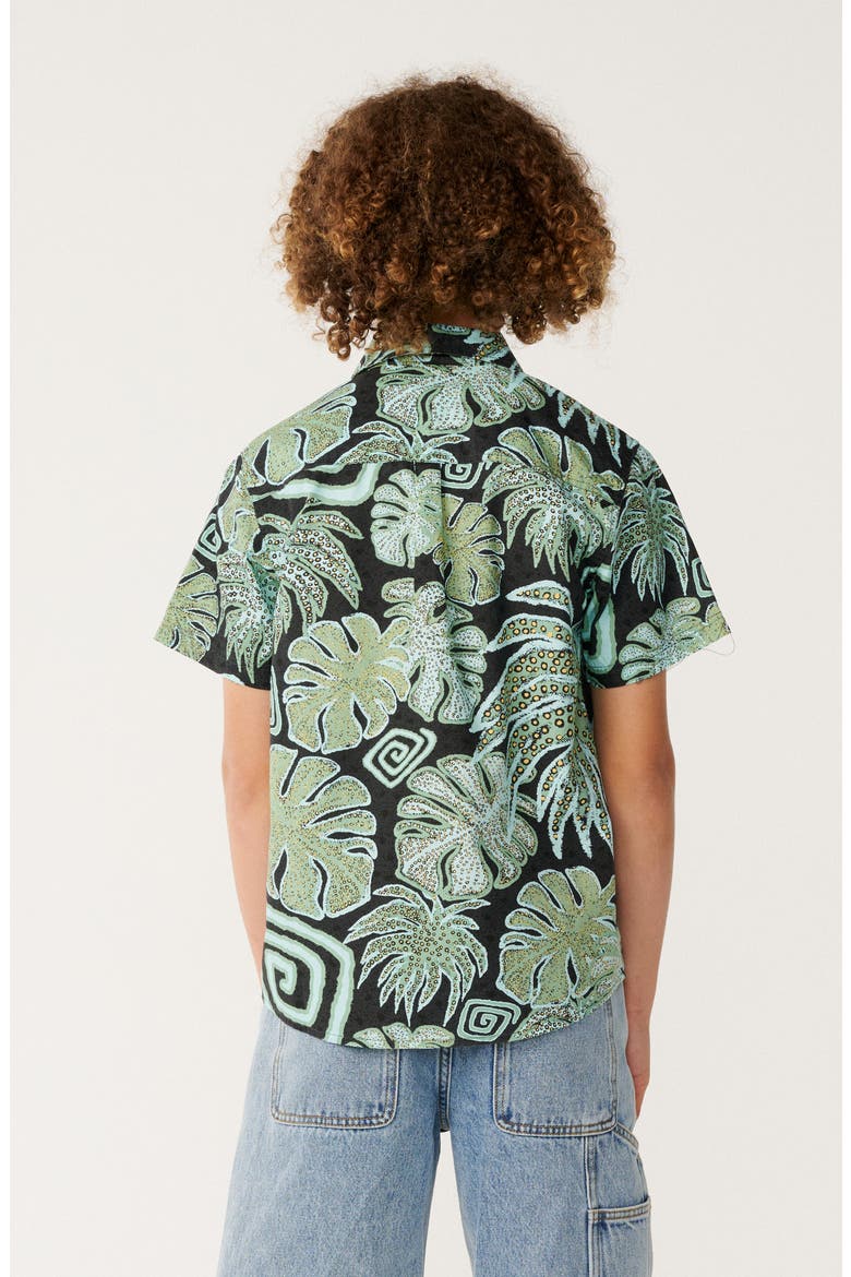Kids' Barrel Killa Short Sleeve Button-Up Shirt, Alternate, color, WASHED BLACK